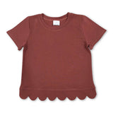 Short sleeves cotton scallop toddler girls top