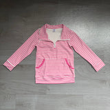 Long sleeves pink stripe pocket girls zipper active pullover