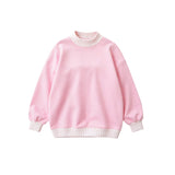 Long sleeves pink plaid adult women sweatshirt