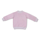 Long sleeves pink plaid kids girls mock neck sweatshirt