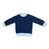 Long sleeves plaid navy kids girls mock neck sweatshirt