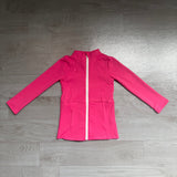 Long sleeves hot pink pocket zipper kids girls yoga top