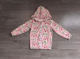 Merry Christmas pink bow kids girls hooded jacket
