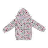 Merry Christmas pink bow kids girls hooded jacket