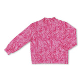 Long sleeves pink leaves camo mock neck adult women fall shirt