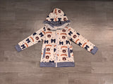 Long sleeves A U navy bow plaid kids girls team jacket