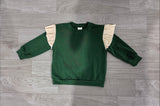 Long sleeves green cotton kids girls fall top