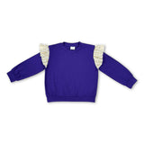 Long sleeves stripe purple cotton kids girls fall top