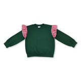 Dark green cotton kids girls Christmas top