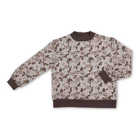 Long sleeves khaki camo adult women active top
