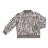 Long sleeves olive leaves camo adult women active top