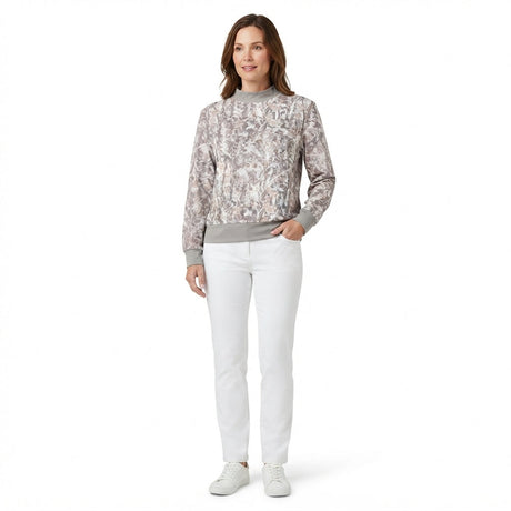Long sleeves olive leaves camo adult women active top