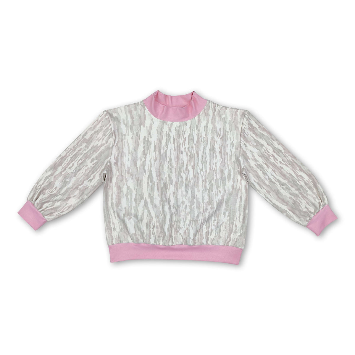Pink long sleeves camo mock neck  kids girls active top