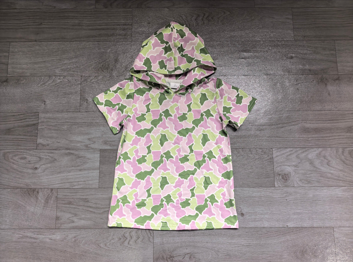 Short sleeves green rabbit baby kids Easter hoodie