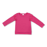 Long sleeves hot pink ruffle cotton girls top