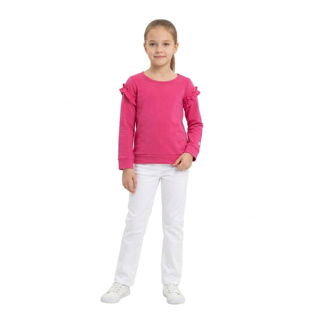 Long sleeves hot pink ruffle cotton girls top