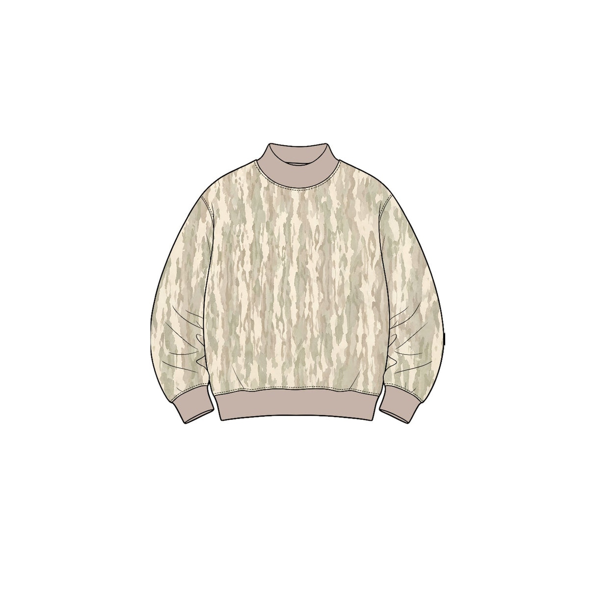 Long sleeves camo mock neck kids girls top