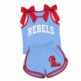 custom MOQ 5 pcs blue REBELS girl team outfits