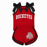 custom MOQ 5 pcs red BUCKEYES girl team outfits