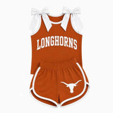 custom MOQ 5 pcs ORANGE LONGHORNS girl team outfits
