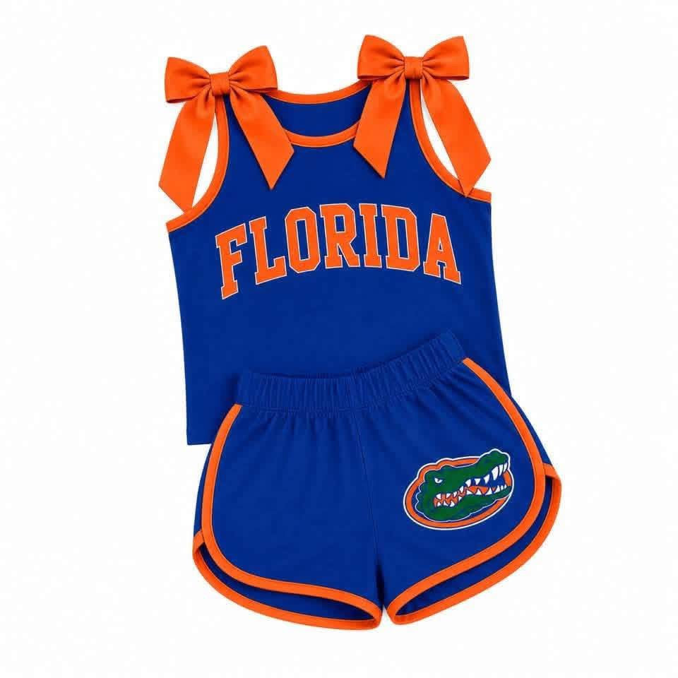 custom MOQ 5 pcs blue FLORIDA girl team outfits