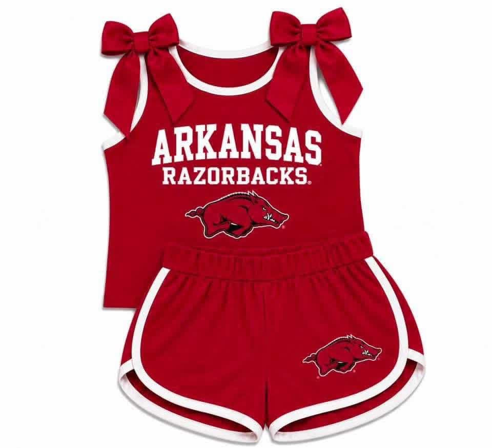 custom MOQ 5 pcs Red ARKANSAS girl team outfits