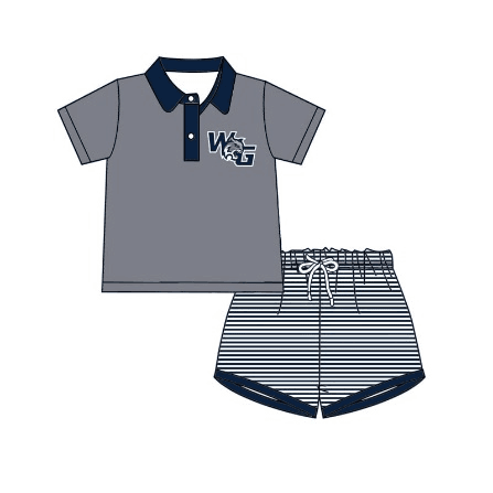 Deadline May 6 grey stripe polo shirt shorts boys team clothes