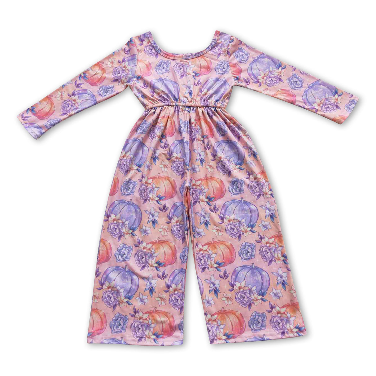 Pumpkin long sleeves kids girls fall jumpsuit