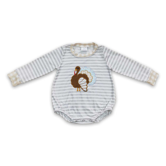 Turkey stripe long sleeves baby boy Thanksgiving romper