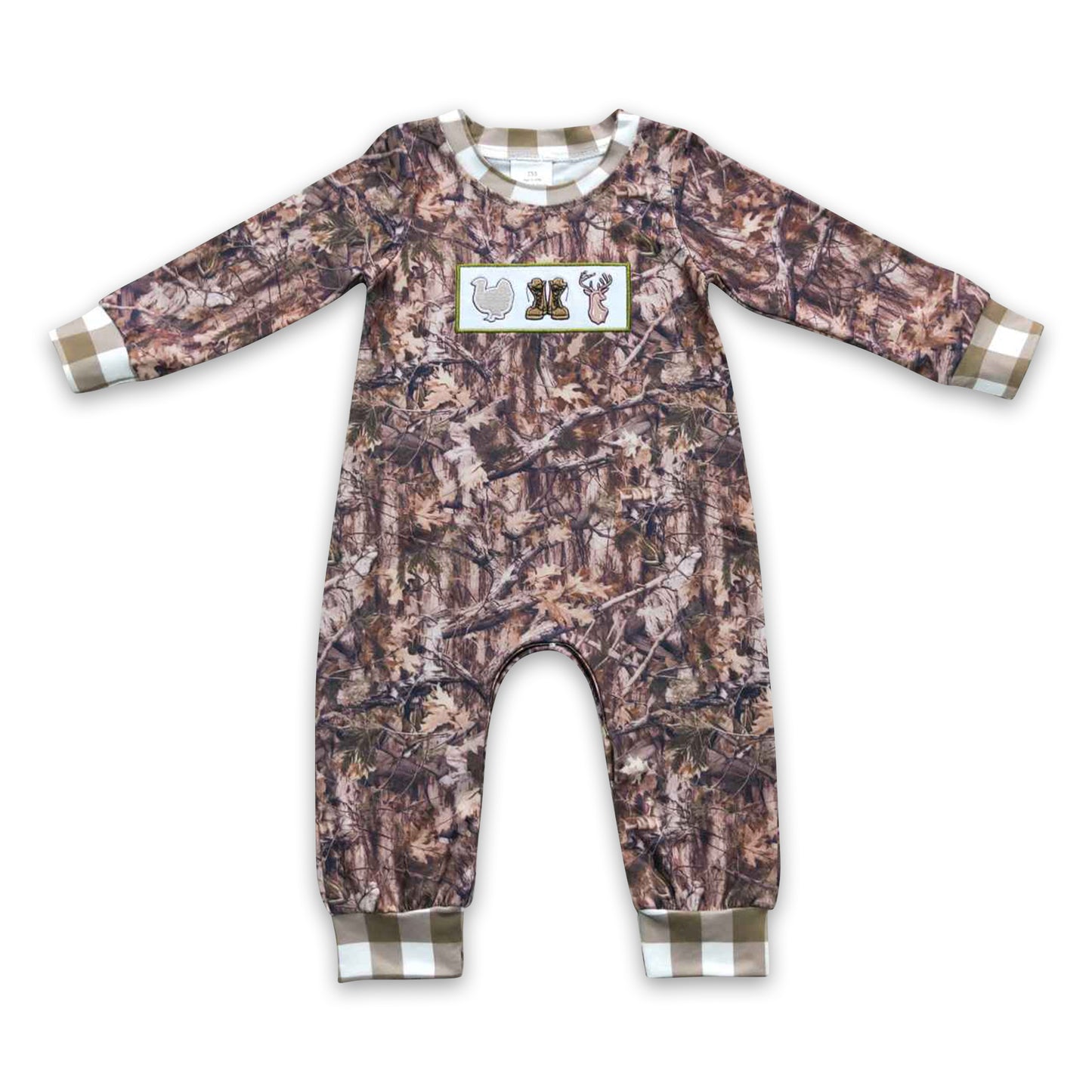 Long sleeves camo deer baby boy romper