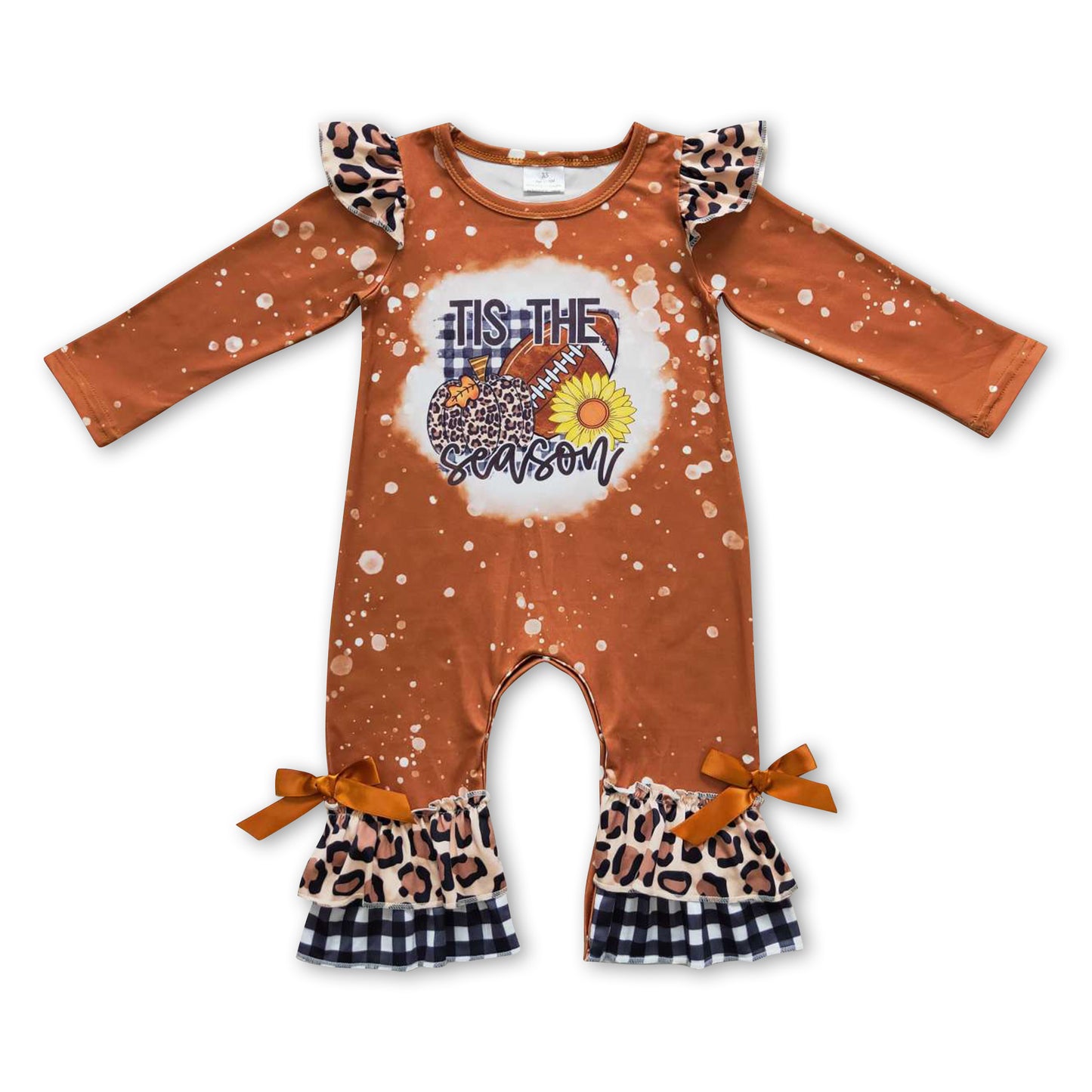 Tis the season football pumpkin sunflower baby girls romper