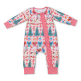 Christmas tree ballet long sleeves ruffle baby girls zipper romper