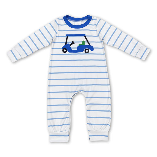 Blue stripe long sleeves golf baby boys romper