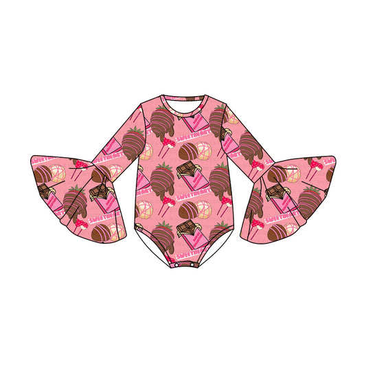 Chocolate long sleeves kids girls romper