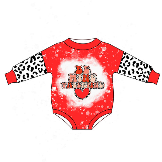 Be mine valentine leopard heart baby girls romper