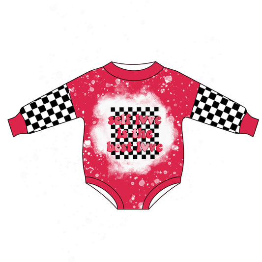 Heart plaid love long sleeves baby valentines romper