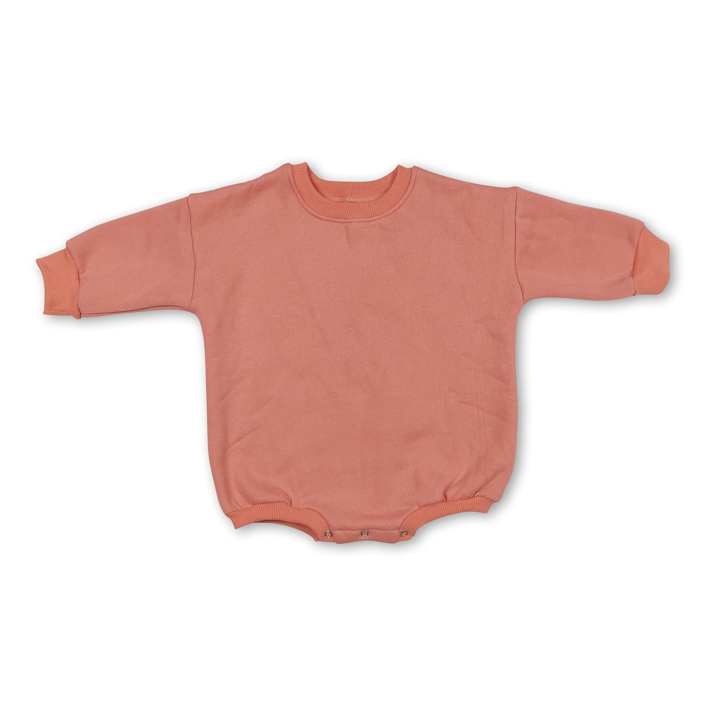 Peach cotton long sleeves baby sweat romper