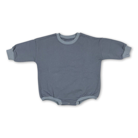 Light blue cotton long sleeves baby sweat romper