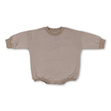Khaki cotton long sleeves baby sweat romper