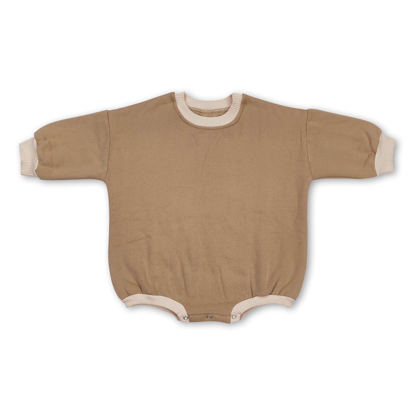 Khaki cotton long sleeves baby sweat romper