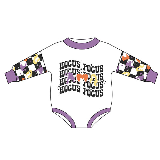 Long sleeves plaid witches baby girls Halloween romper