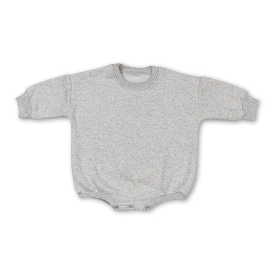 Light grey cotton long sleeves baby sweat romper