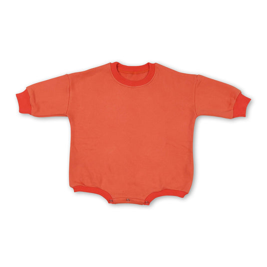 Orange cotton long sleeves baby sweat romper