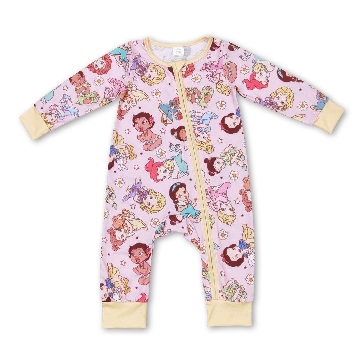 Long sleeves floral princess baby girls zipper romper