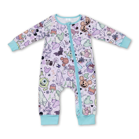 Long sleeves monster baby kids zipper romper