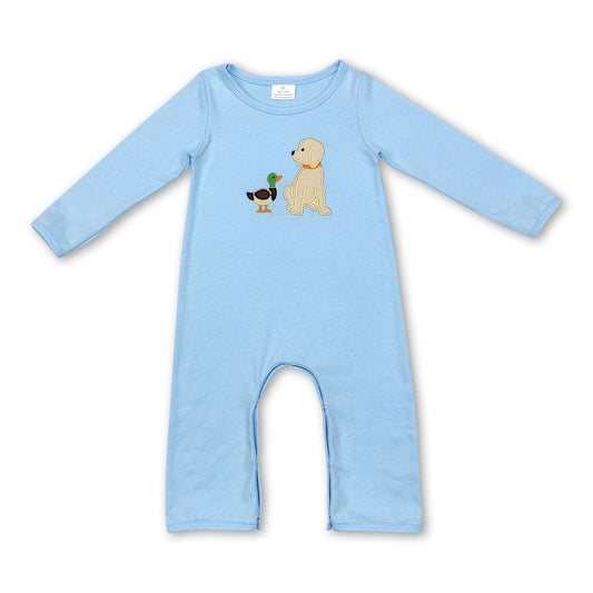 Long sleeves dog duck baby boys hunting romper