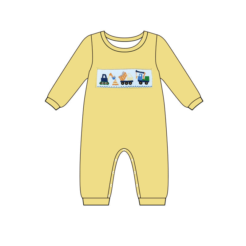 Long sleeves yellow constructions baby boys romper