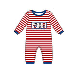 Long sleeves red stripe spider baby boy romper