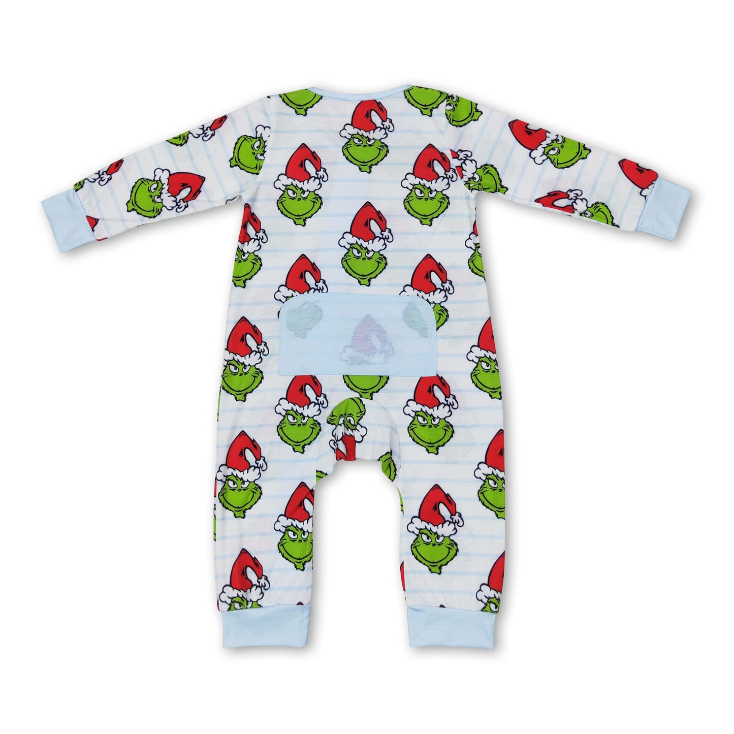 Stripe green face baby boy Christmas zipper romper