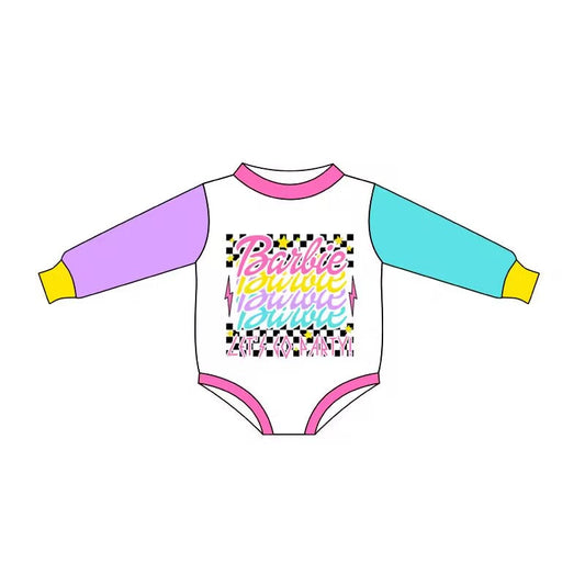 Colorful plaid long sleeves party baby girls romper